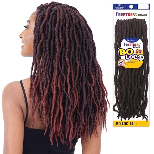 Miniatura 5 de FreeTress - Trenzas de ganchillo de pelo sintético FreeTress 2X Bo Loc de 14 pulgadas (paquete de 4, 613)