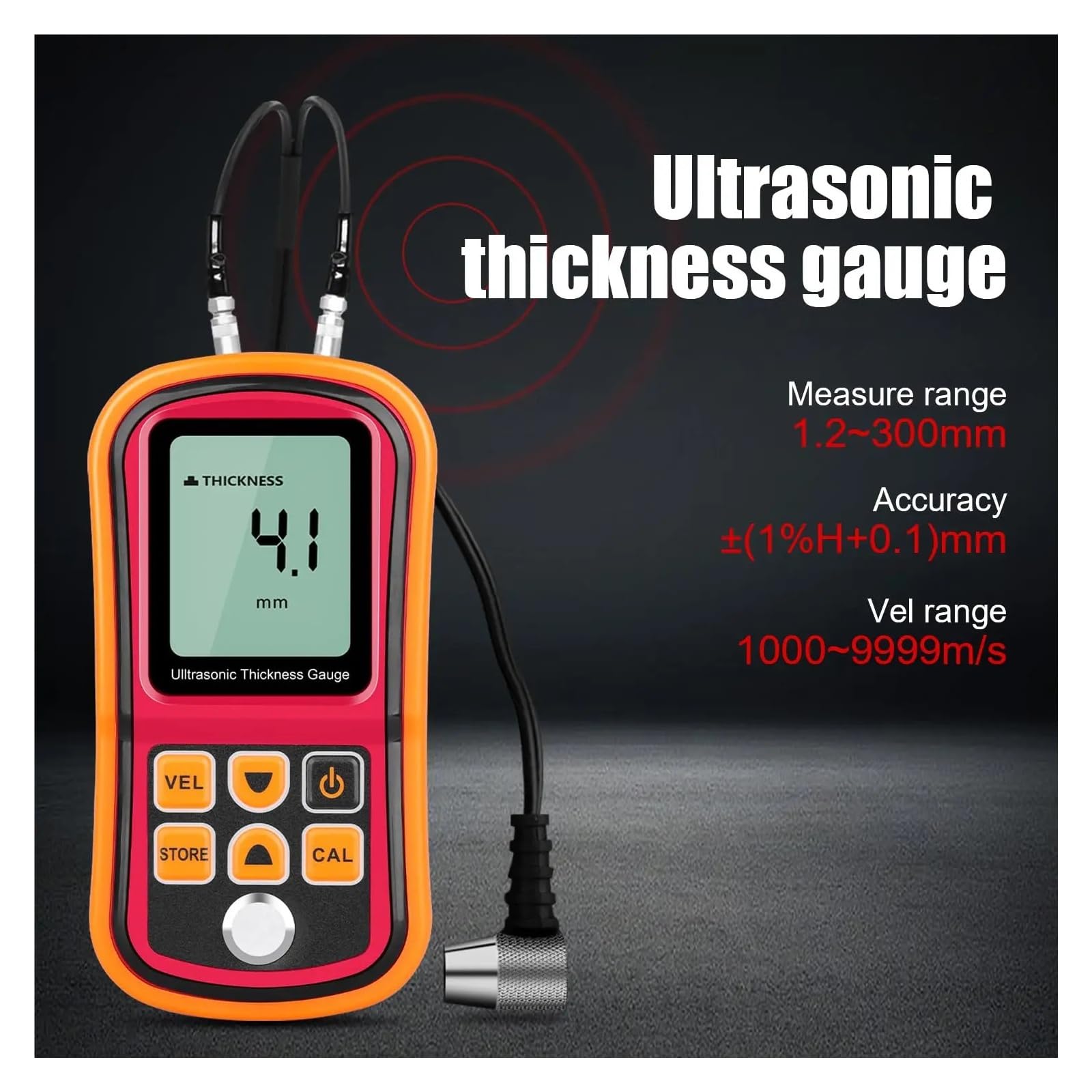 Miernik grubości, ultradźwiękowy miernik prędkości dźwięku w zakresie od 1,2 do 200 mm, tester rur stalowych Z automatyczną kalibracją