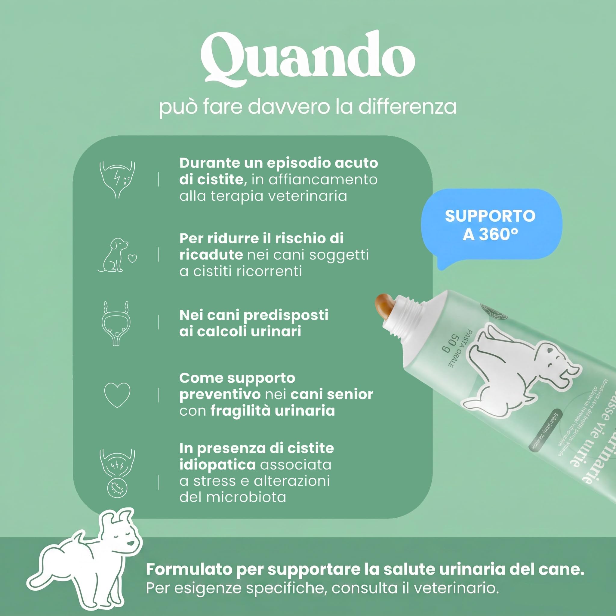 Bau Supporto Vie Urinarie per Cani in Pasta – Cistite Cane – Integratore per Vescica Cane con Pipì Frequente e Fastidio Urinario – Aiuto per Cistite Ricorrente e Minzione a Gocce