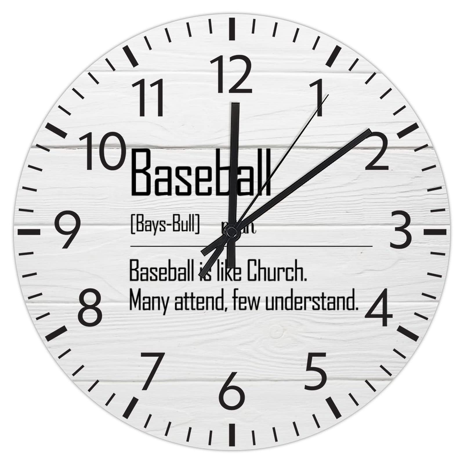 Horloge grand cadran baseball silencieuse contre les bruits muraux