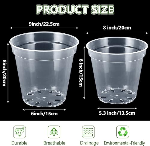 Miniatura 4 de Hoolerry Paquete de 12 macetas grandes transparentes para orquídeas con agujeros, macetas de plástico transparente para el cuarto de bebé, macetas