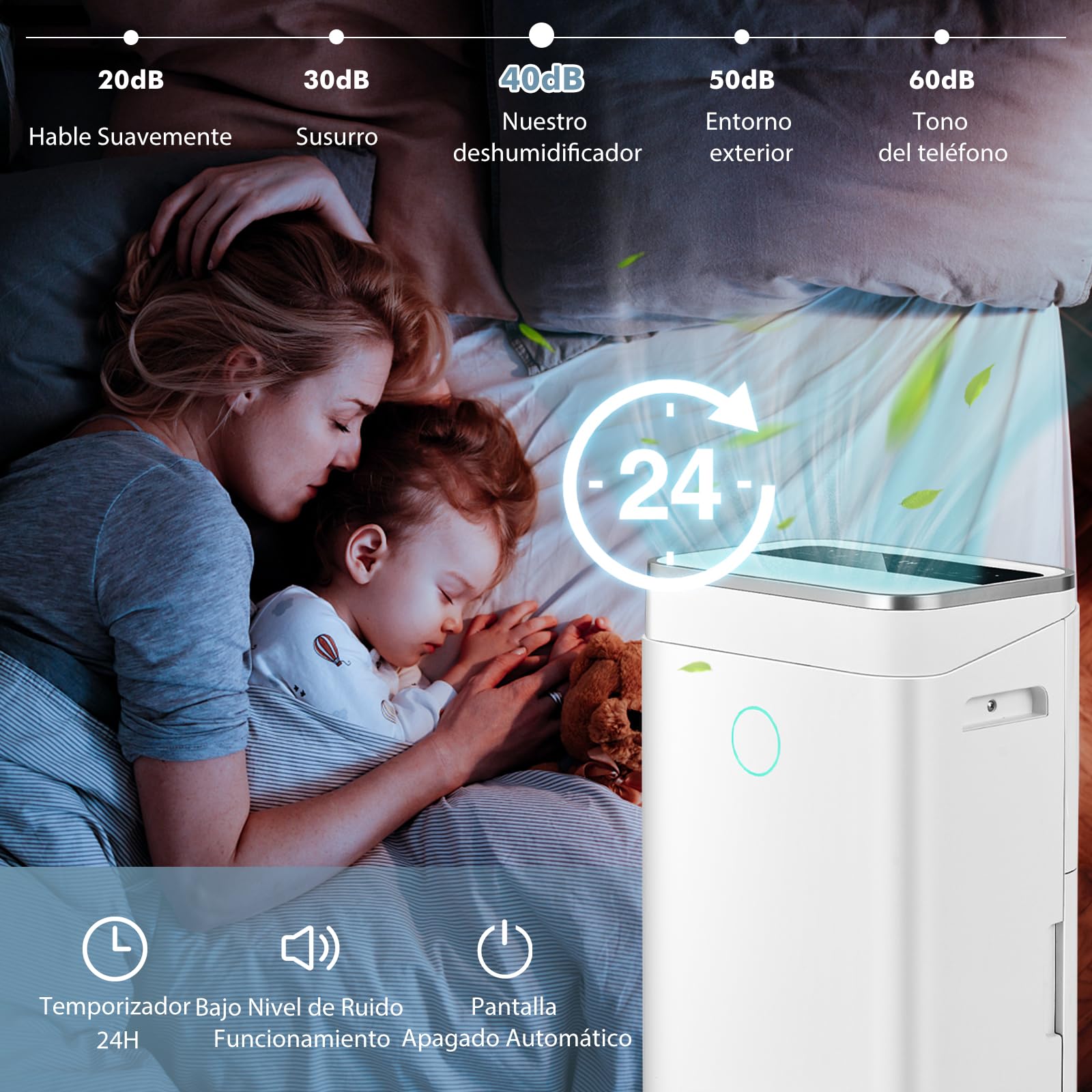 GOPLUS Deshumidificador 25L/Día con Tanque de agua 6,5L, Deshumificador de Humedad Hasta 30㎡, Temporizador 24 Horas y 2 Velocidades 3 Modos, Drenaje Automático o Manual, para Dormitorio Sótano Baño