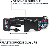 Vista 4 de Buckle-Down Collar de clip de plástico – Stitch 6-Expressions Tropical Flora Borgoña Rojos/Verdes – 1/2 pulgada de ancho – Se adapta a 6-9 pulgadas