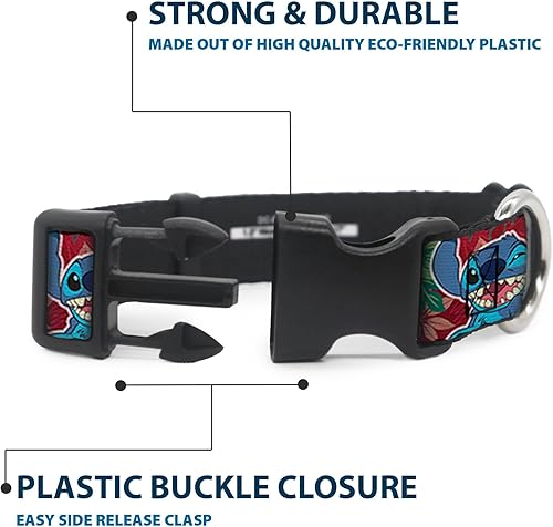 Miniatura 4 de Collar de clip de plástico con cierre de hebilla, puntada de 6 expresiones de flora tropical, rojo borgoña, verde, 1.0in de ancho, se adapta a