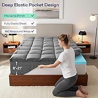 Vista 6 de OLANLY Cubrecolchón de Espuma Viscoelástica de Doble Capa de 4 Pulgadas Tamaño Queen para Dolor de Espalda, Funda de Colchón Tipo Pillow Top