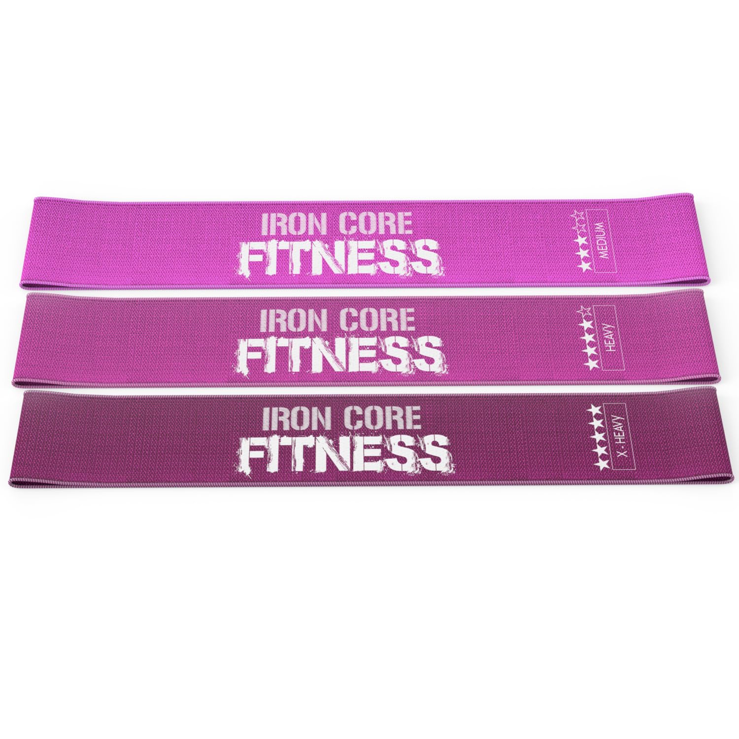 Iron Core Fitness Pink Blush-Fabric Mini Loop Resistance Bands Set for Working Out – Medium to X-Heavy Resistant Levels Booty Bands