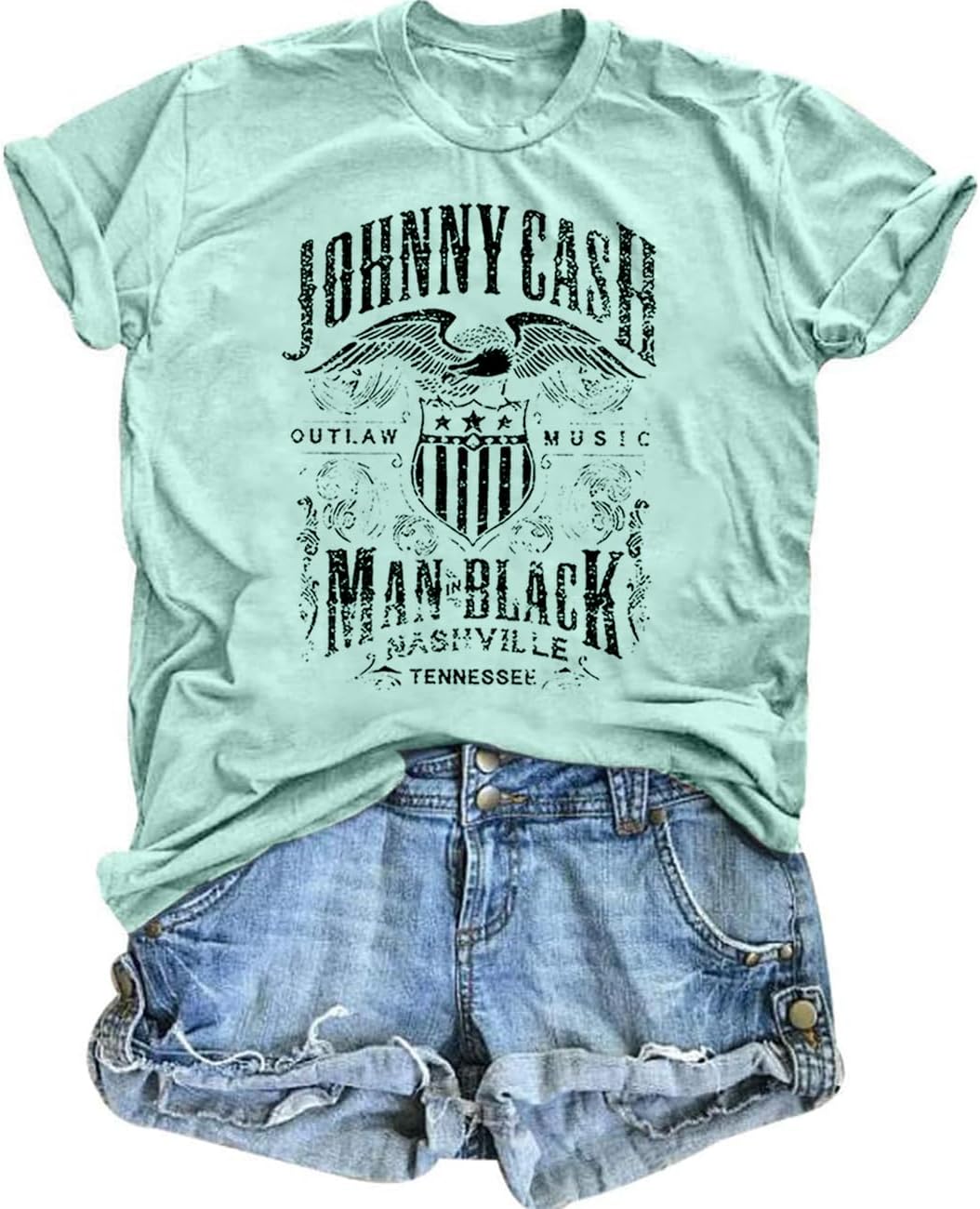 Women's Country Music Tshirt Vintage Concert Graphics Shirts Rock Band Tees Round N...