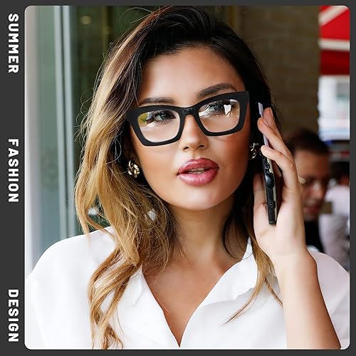 Miniatura 6 de Przene Paquete de 3 lentes de lectura para mujeres y hombres, cuadrados, luz azul, lectores de computadora, estilo premium 6781