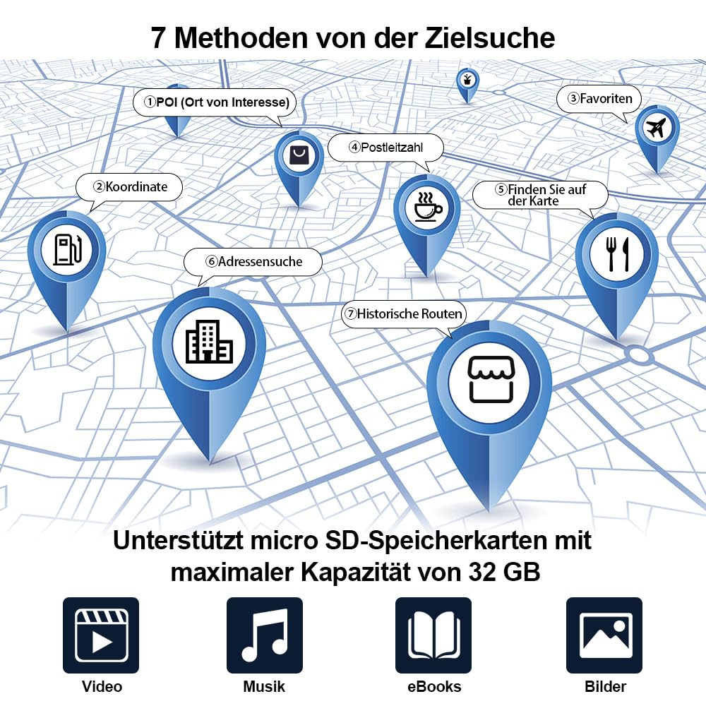 AWESAFE 7 Zoll Bluetooth Navigationsgerät für Auto und LKW – Europa 2024 Karten mit Lebenslangen Updates