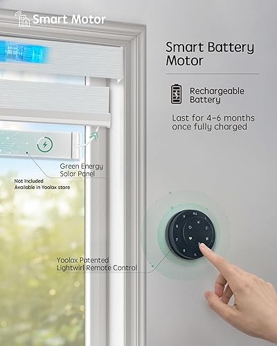 Miniatura 2 de Yoolax Persianas motorizadas de cebra compatibles con Alexa, filtrado de luz, persianas transparentes de doble capa de día y noche, tamaño