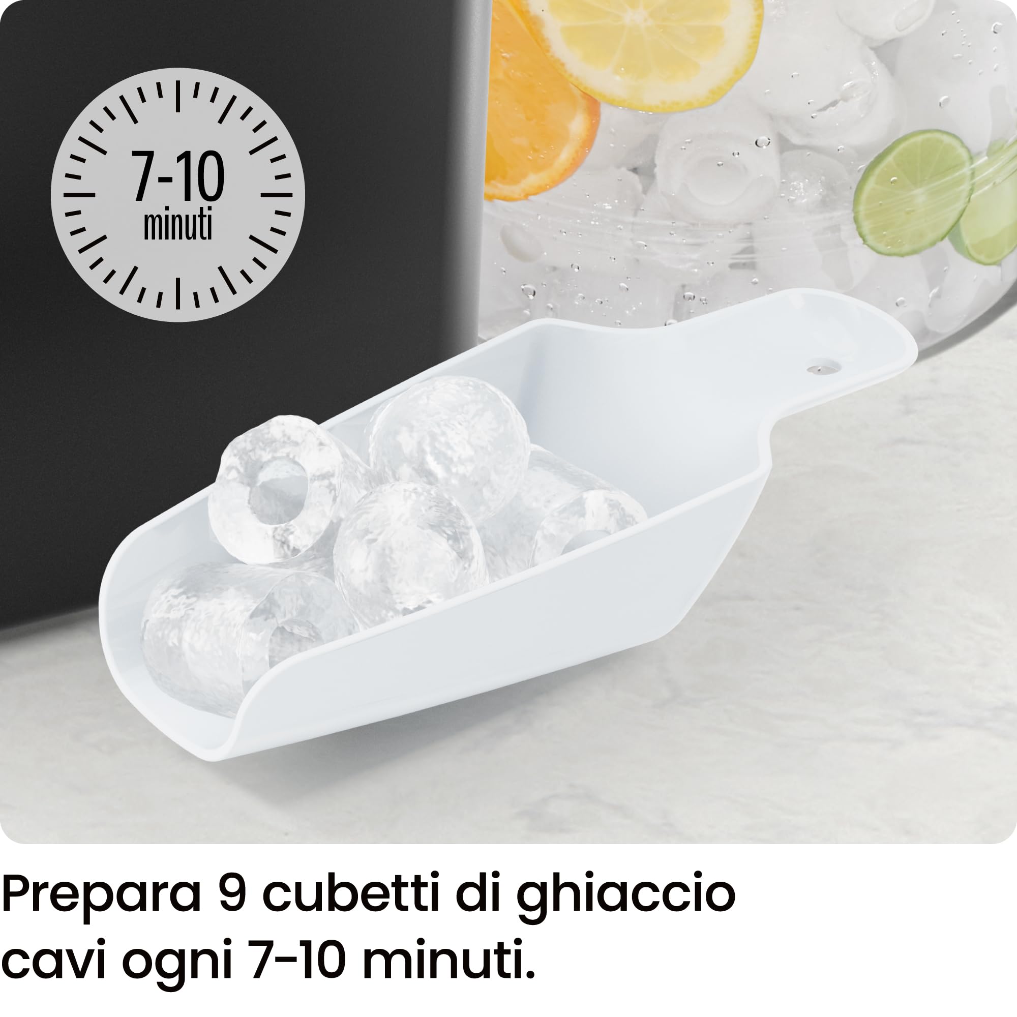 Iceman Macchina del Ghiaccio 10 kg/24h, 9 Cubi in 7 Min, Doppia Dimensione | portatile, autopulizia, per casa, cucina, ufficio e feste, paletta inclusa