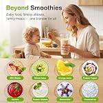 KOIOS Blender pour Smoothies, Blender personnel pour Shakes et Smokers avec 3 * 22oz Des coupes à emporter,22000 RPM Smoothie Maker, amovible 6-leaf Blenders Portables Blade pour cuisine, Noir