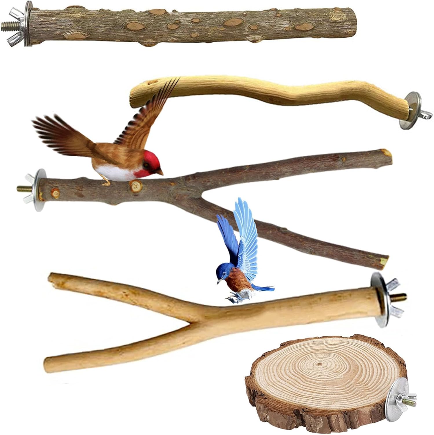 5 Stück natürliche Vogelsitzstangen, Sitzstangen für Vögel, Sittichsitzstangen, hölzerne Vogelsitzstange, Vogelspielzeug, Sittichsitzstange, mehrteilige Stangenplattform, Vogelkäfigständer 5 Stück natürliche Vogelsitzstangen, Sitzstangen für Vögel, Sittichsitzstangen, hölzerne Vogelsitzstange, Vogelspielzeug, Sittichsitzstange, mehrteilige Stangenplattform, Vogelkäfigständer