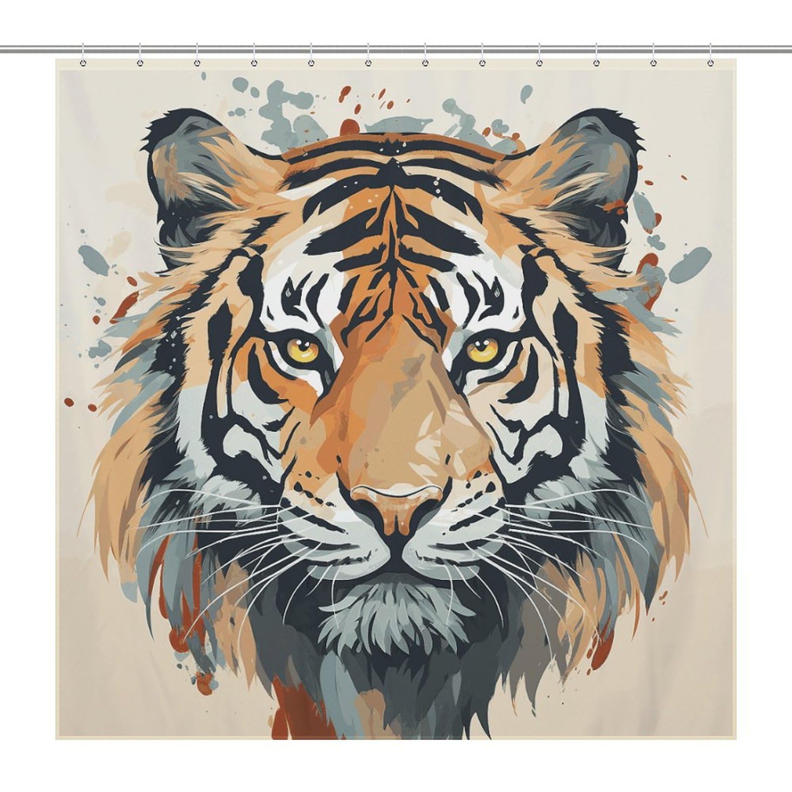 Rideau de douche imperméable tigre 183 x 183 cm œillets antirouille
