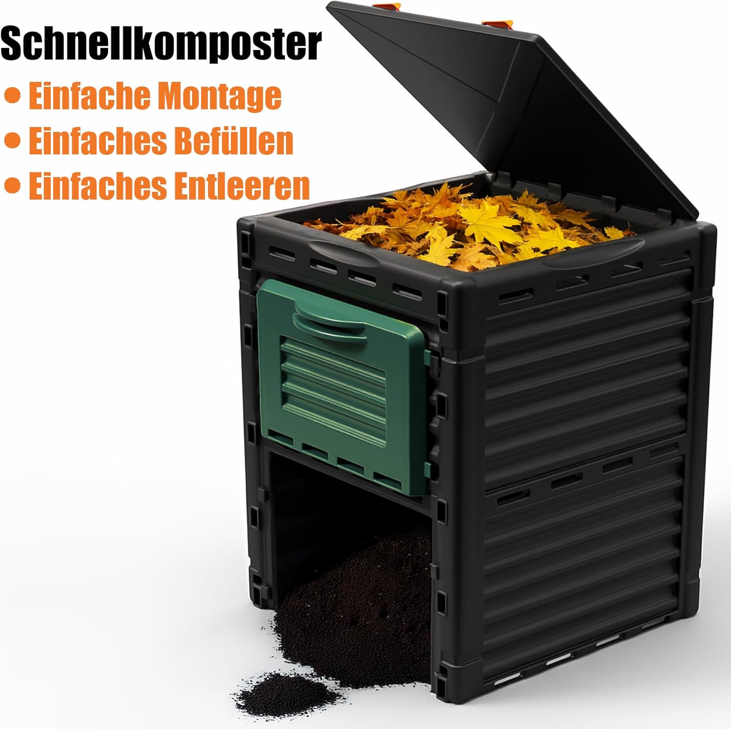STREND PRO Mini-compostbak voor balkon, 70 liter, snelcompostbak voor snelle en hoogwaardige compost