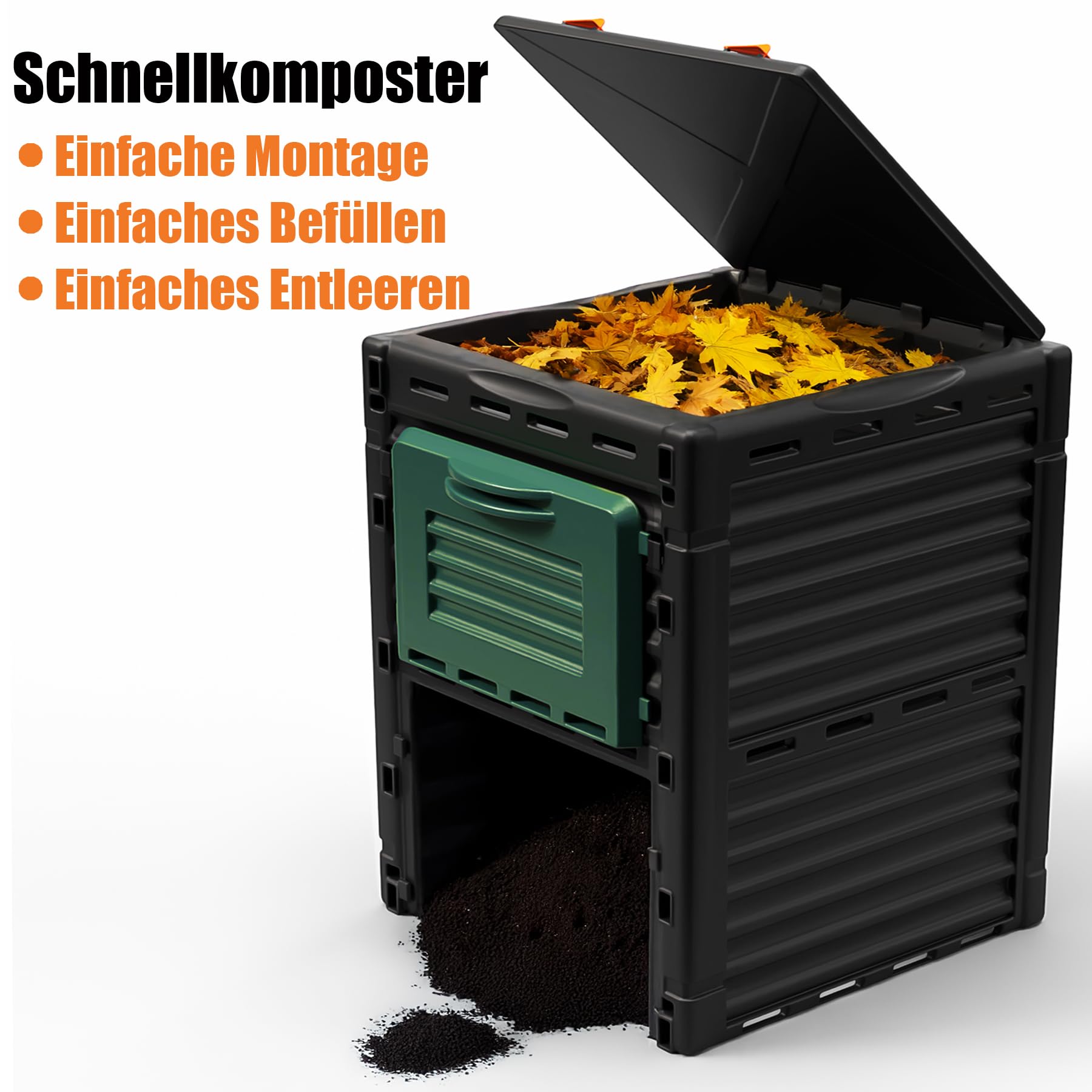 BigDean Komposter Garten 300 Liter – Schnellkomposter aus wetterfestem Kunststoff & Made in Europe
