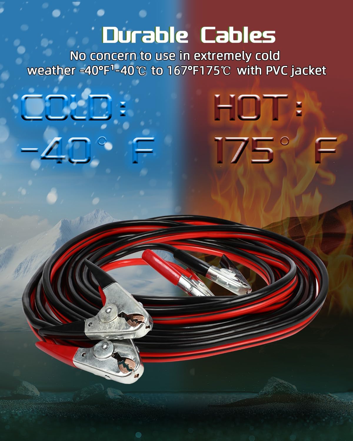 SCITOO Jumper Cables for Car Battery 1 Guage 30 FT 1100 AMP, Heavy Duty Automotive Booster Cables for Jump Starting, Jumper Cables Kit for Car SUV Trucks, ETL Listed