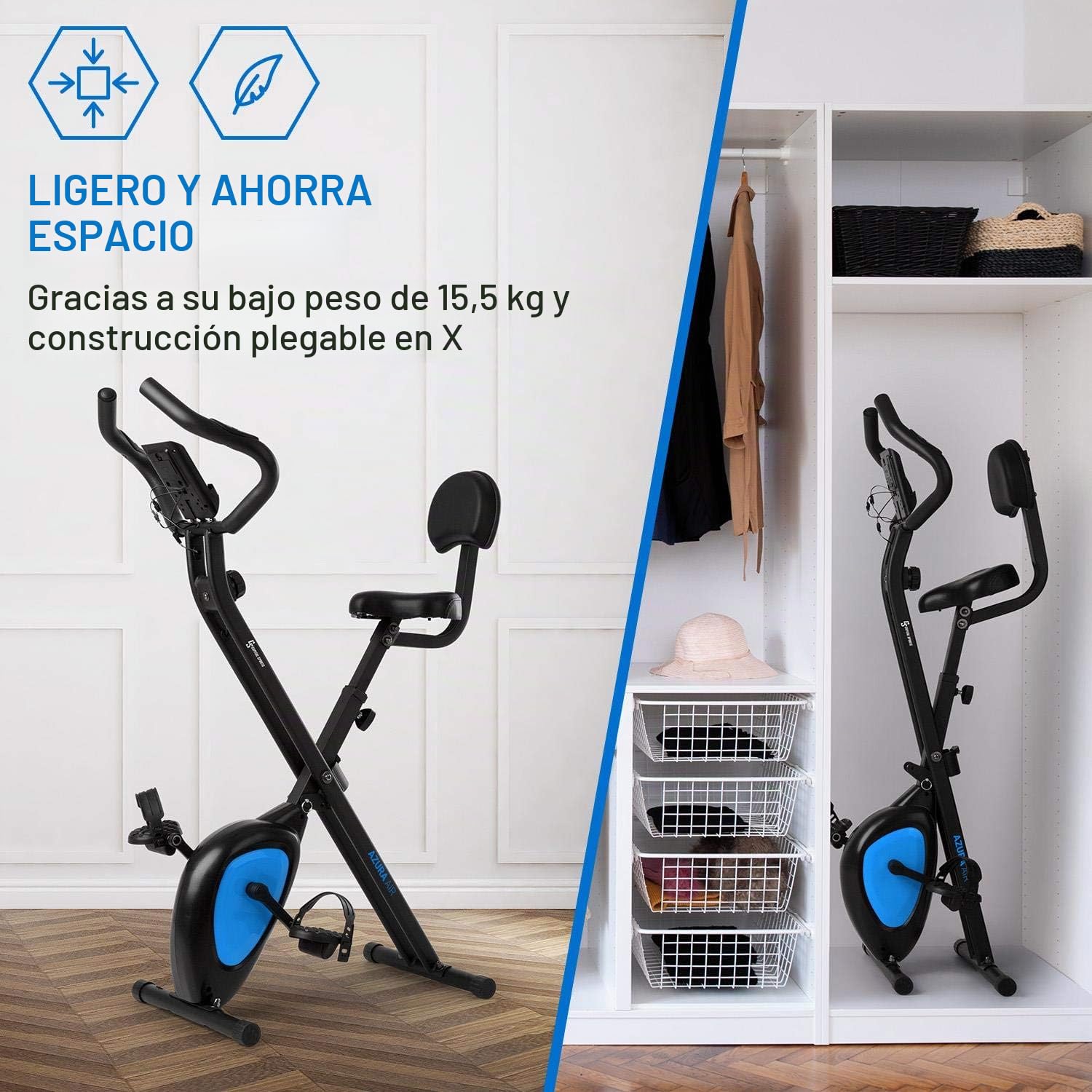 Capital Sports Azura Air Bicicleta Estatica Plegable, Ejercicio en Casa, Bicicletas Estaticas Spining Magnéticas para Hombres y Mujeres con Asiento, Bicis Estaticas Pleglables con Soporte Tablet
