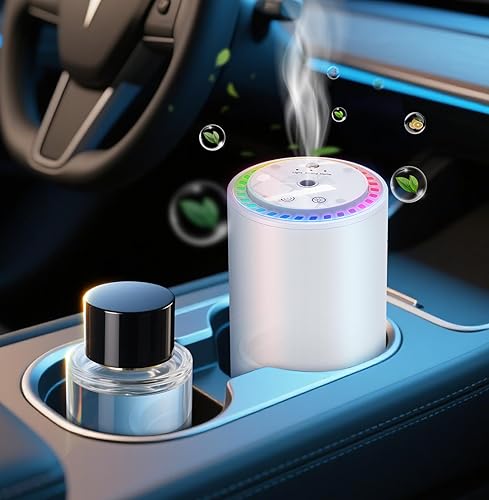 Difusor de aceite esencial, difusor sin agua a pilas, a prueba de derrames, para automóviles y viajes, temporizador inteligente, niebla de aroma de