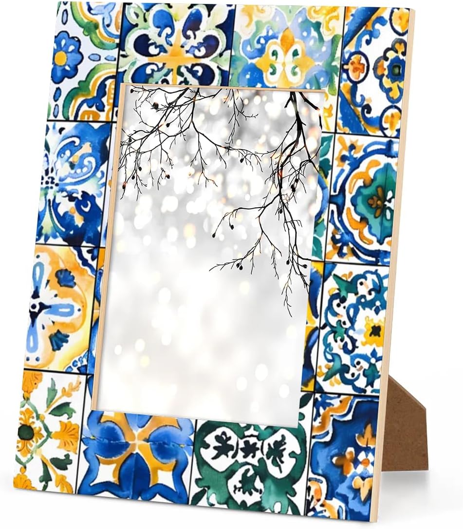 Ethnic Mexican Tile Pattern 4x6 Picture Frame, Display Photos 3.5x5.5 without Mat, Elegant Picture Frames Collage Wall Home Gallery Decor - Image 8