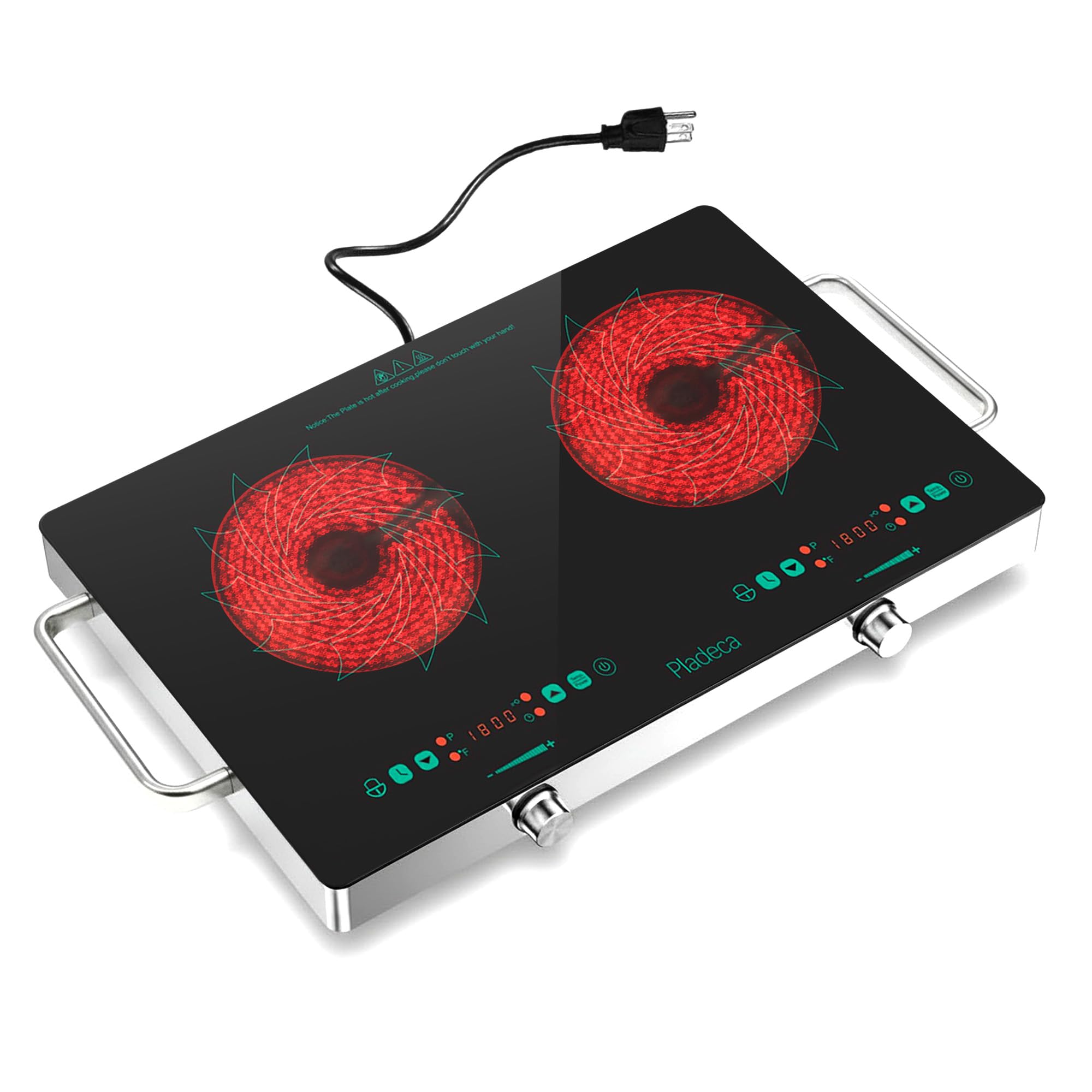View 1 of ***STOCK PHOTO FOR REFERENCE ONLY***Pladeca 2 Burners Electric Cooktop with Handle & Touch Knob Control, 110V
