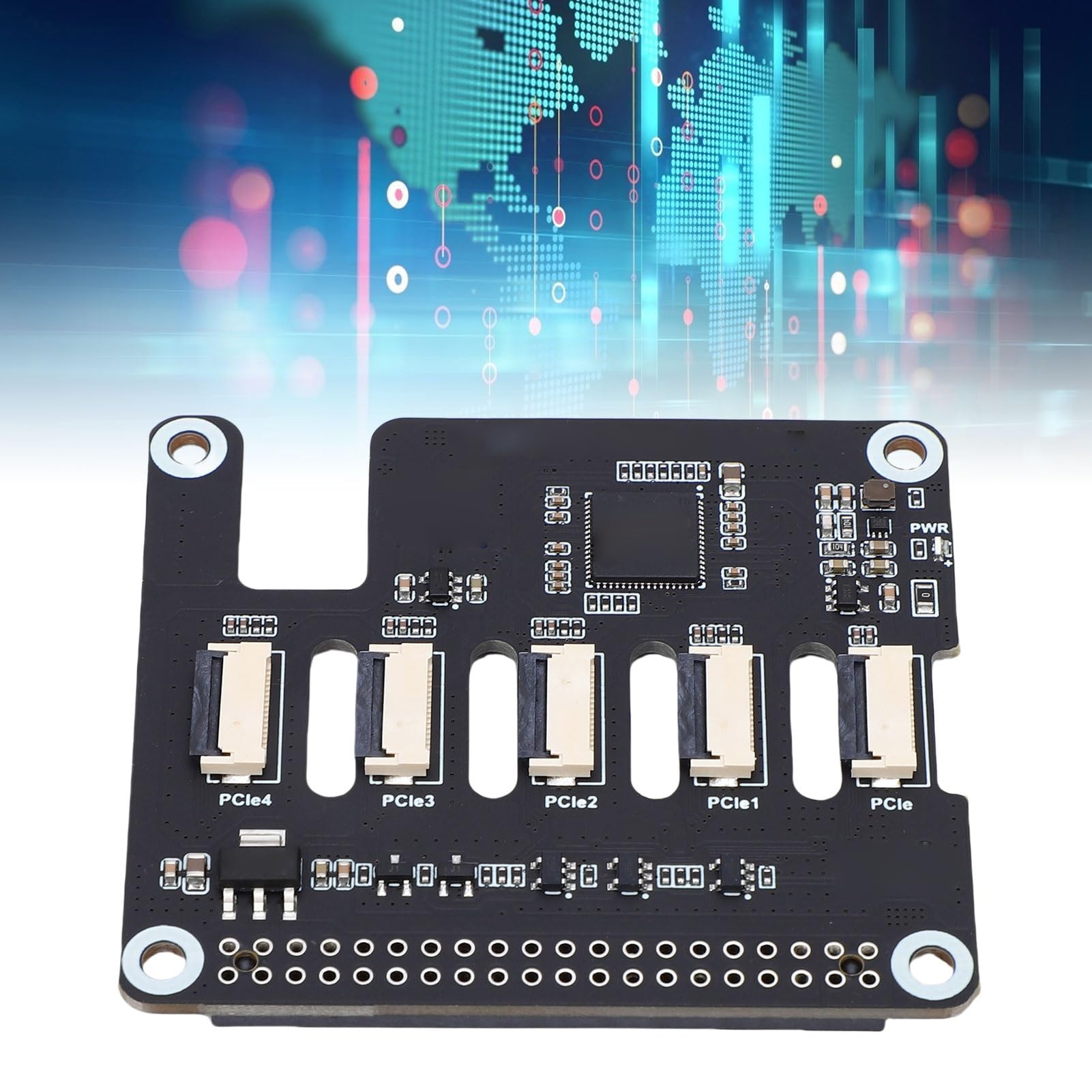 Modulo di Espansione Efficiente Scheda Adattatore PCIe a 4 PCIe FFC per RasPi 5 con 10 Cavi a Nastro e Dissipatore di Calore