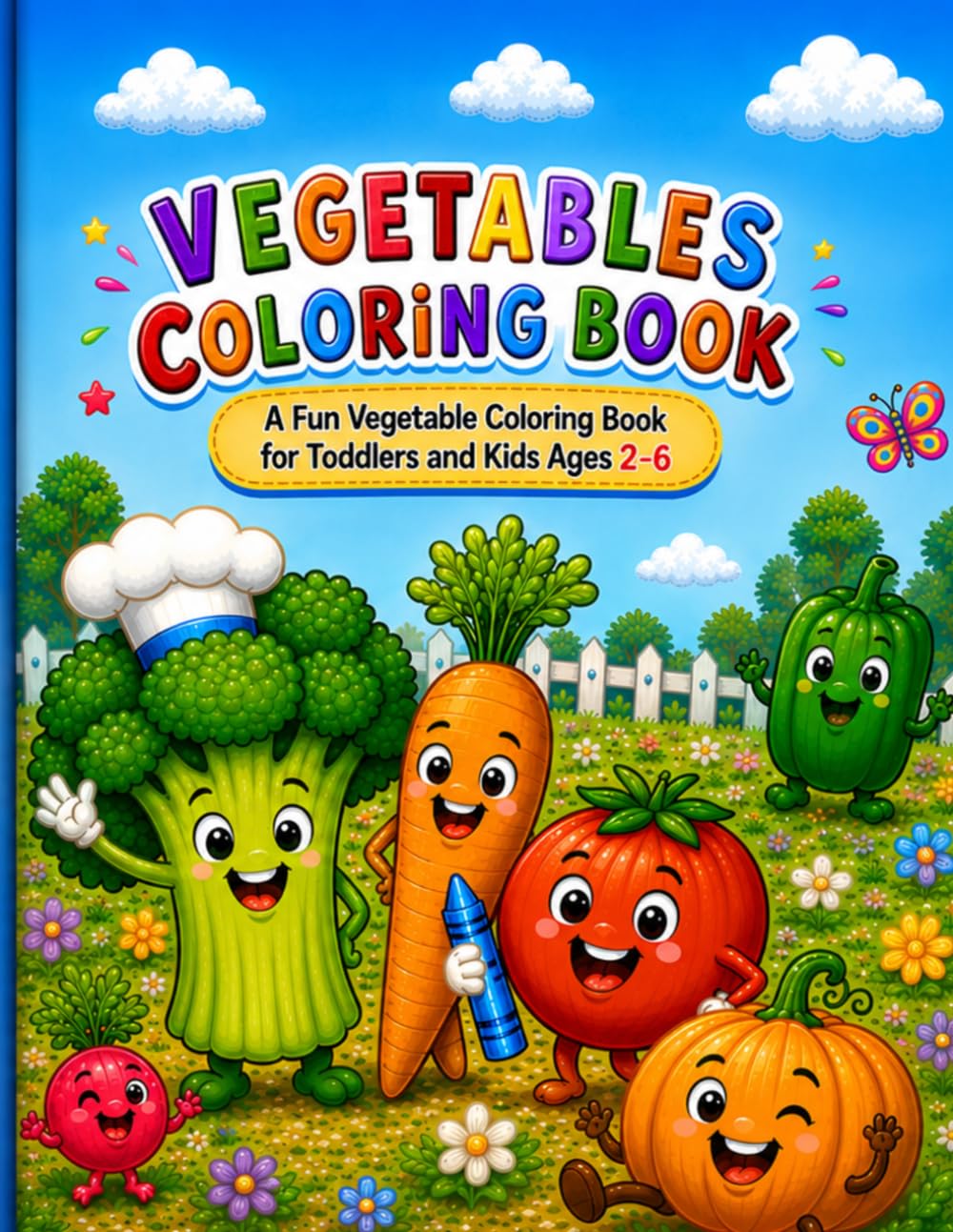 Vegetables Coloring Book: A Fun Vegetable Coloring Book for Toddlers and Kids Ages 2-6 (Kids Coloring Books)