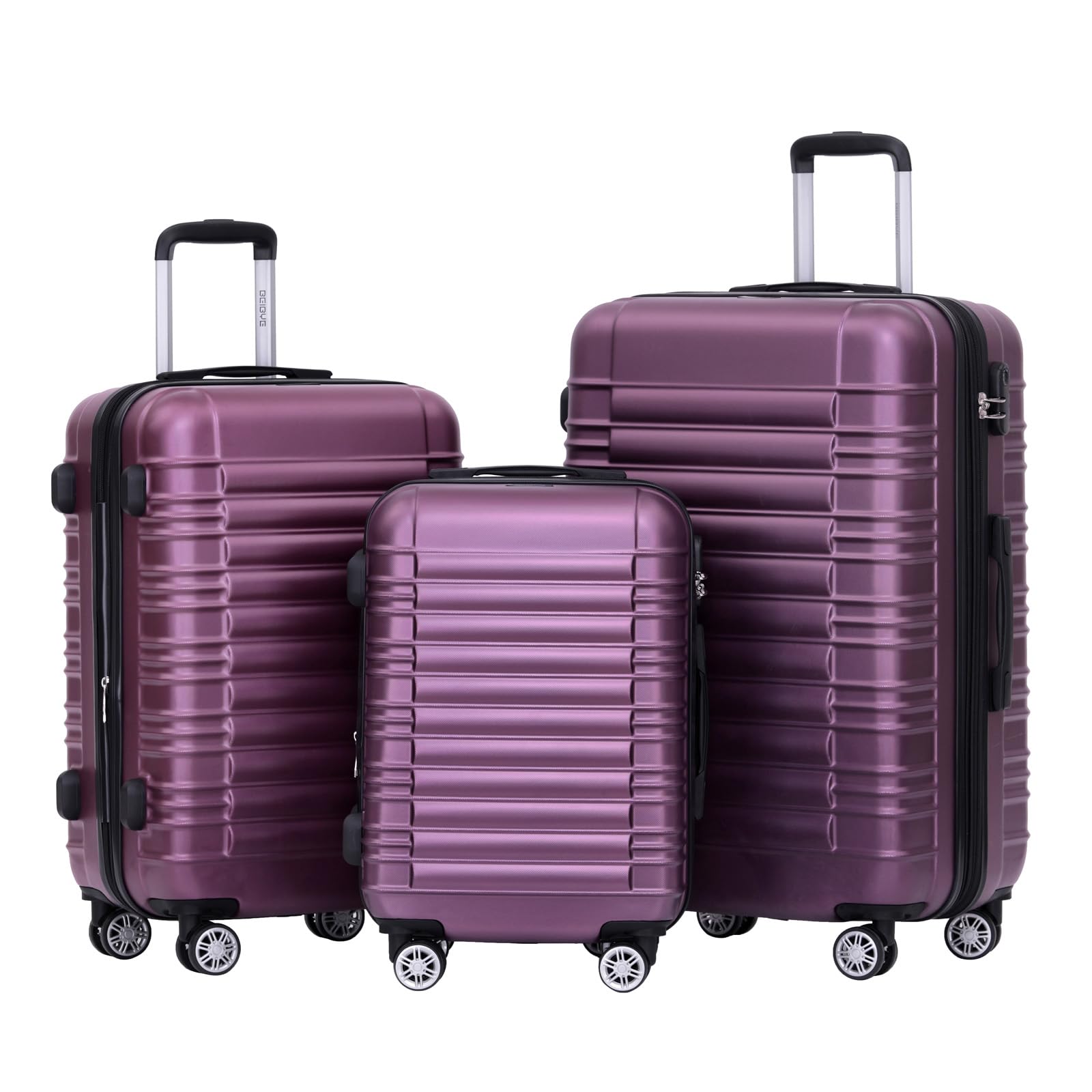 BEIBYE 2088 Hartschalenkoffer aus ABS mit 4 Zwillingsrollen, Reisekoffer Trolley mit Zahlenschloss und Teleskopgriff, Erweiterbarer Koffer M L XL oder Kofferset, Handgepäck 55 cm