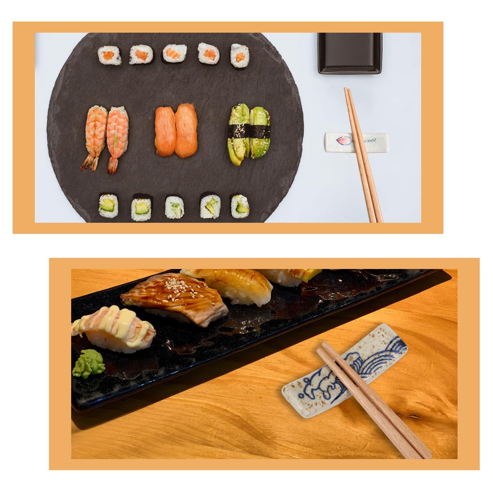 GLOBLELAND 10 pz Porta Bacchette in Stile Giapponese in Ceramica Porta Bacchette Decorazione da Tavola per Bacchette Forchette Cucchiai Cena Ristorante