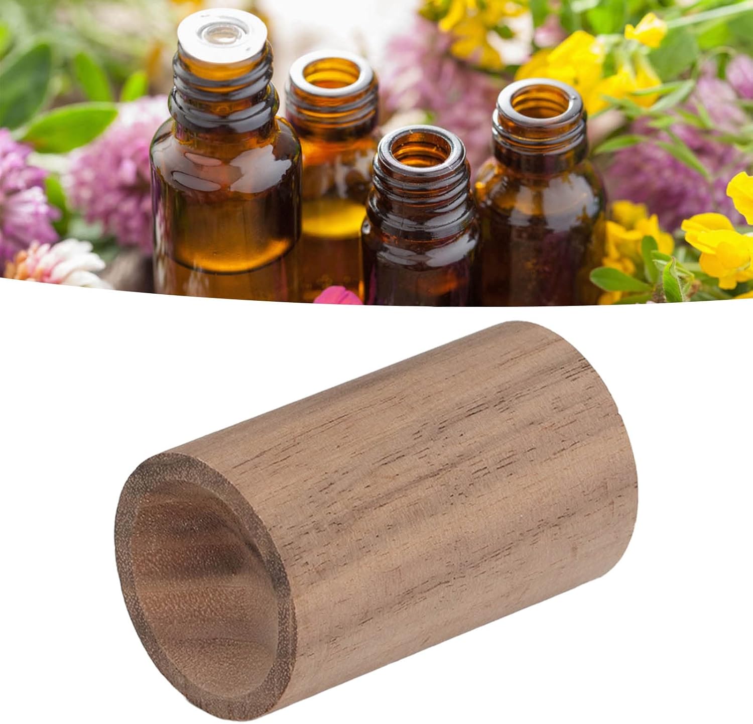 Essential Oil Car Diffuser, 15pcs, Walnut Material, Round Shape, Simple & Compact, for Car, Home & Office