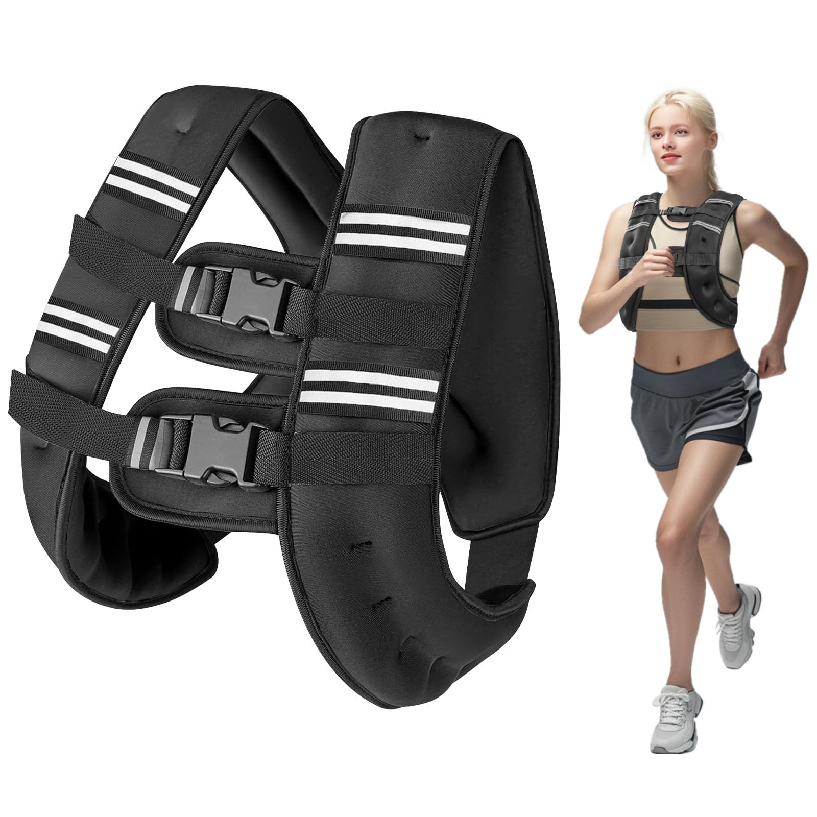 Weighted Vest for Men Women 8lbs 12lbs 16lbs 20lbs Weight Vest with Reflective Stripes for Workout Strength Training