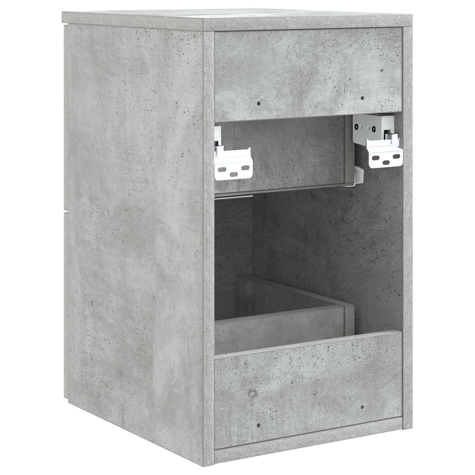 Mueble de baño gris hormigón de madera, 30 x 41 x 50 cm, con 2 cajones, asas plateadas, organizador de almacenamiento para baño, interior