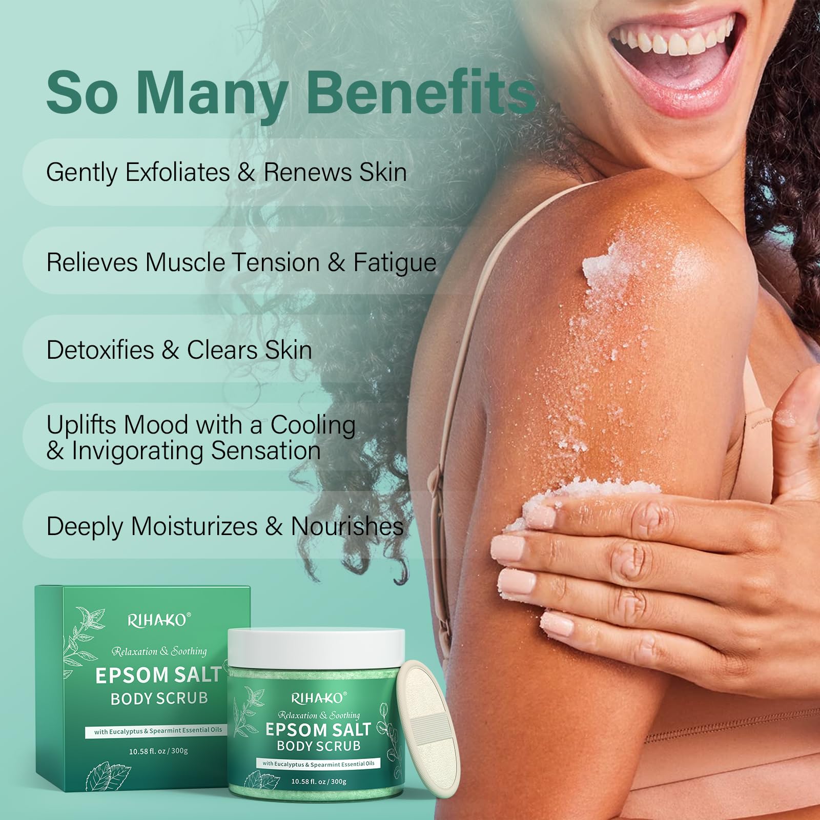 Eucalyptus & Spearmint Epsom Salt Body Scrub, Exfoliating Body Scrub for Women Moisturizing and Nourishing Skin - Image 3