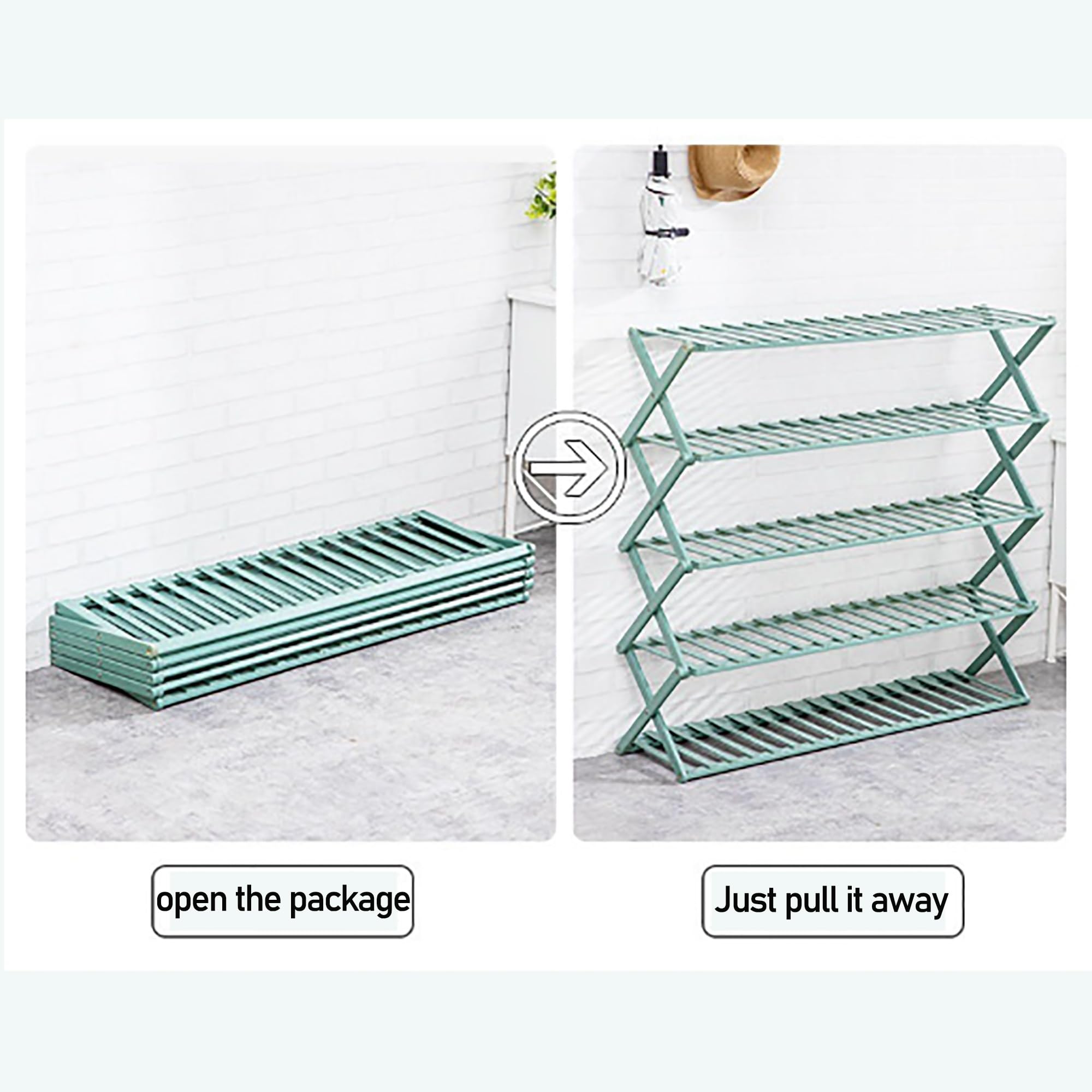 Zapatero Plegable para Almacenamiento de Zapatos Zapatero de bambú Zapatero Plegable Multicapa Sencillo económico para el hogar para Puerta de Dormitorio sin Necesidad de in