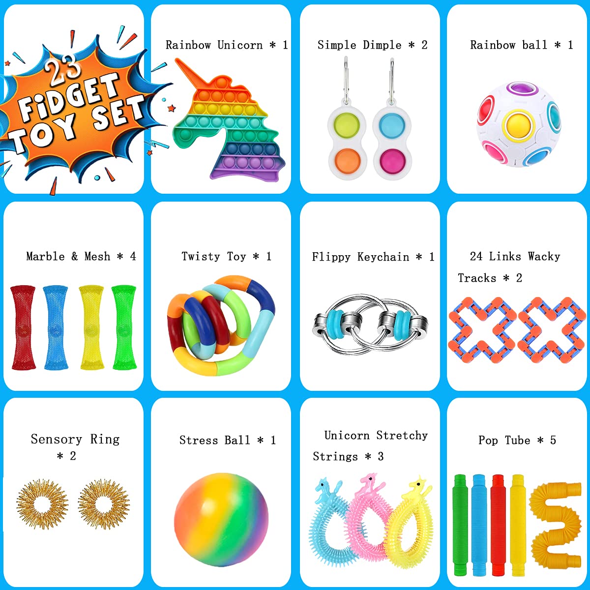 Buy Sensory Fidget Toys Set 23 PCS, Fidget Toys Packs with Pop It for