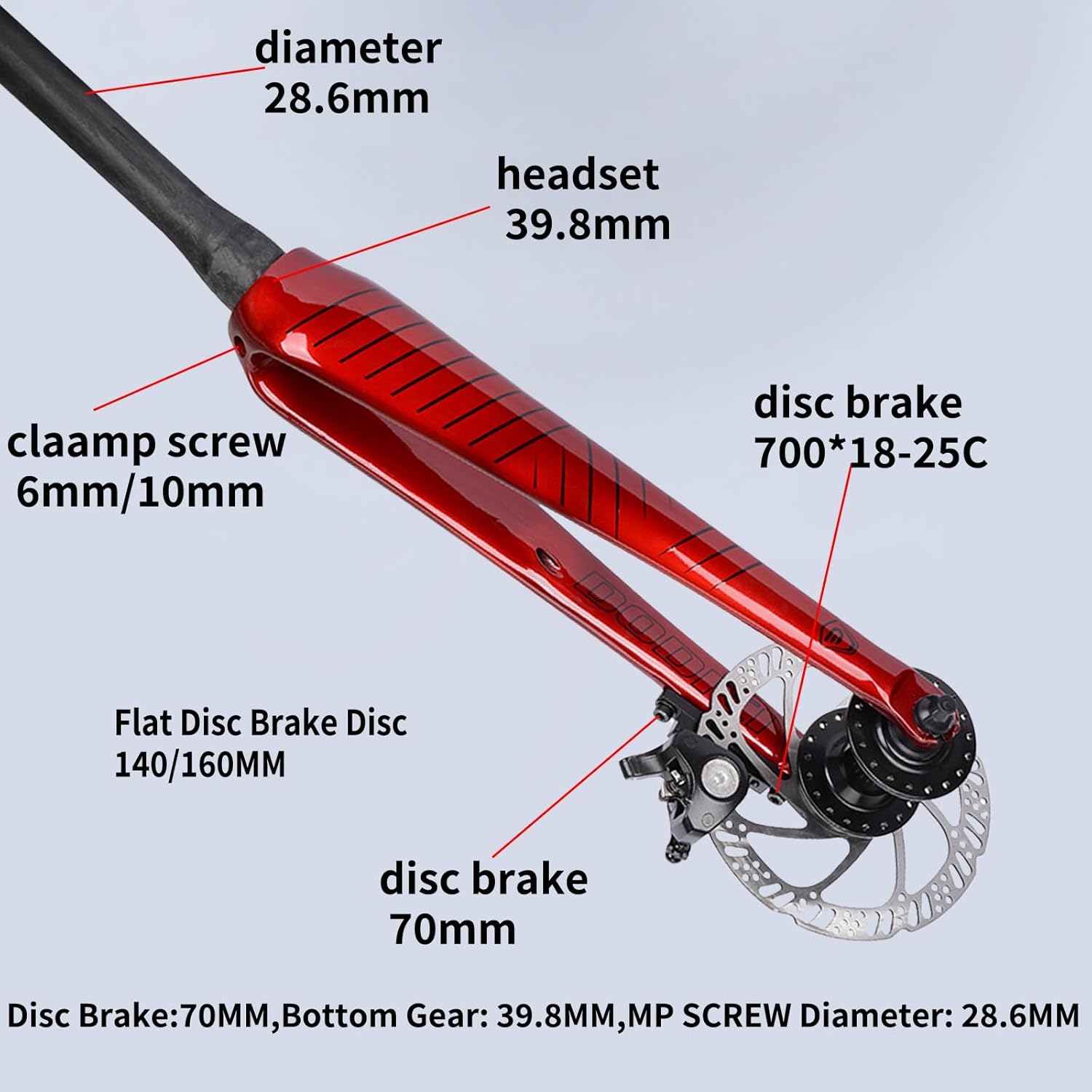 700C Full Carbon Fibre Road Bike Rigid Fork Flat Disc/C Brake Front Fork 1-1/2 Threadless Tube Gravel Road Bikes Quick Release Fork