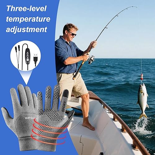 Miniatura 3 de Guantes eléctricos Ropa de mano con calefacción USB, interior de forro polar impermeable a prueba de viento Ciclismo al aire libre, deportes de
