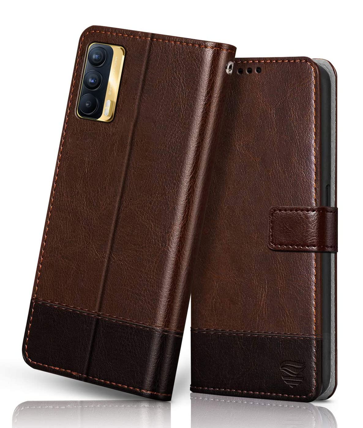 FLIPPED Vegan Leather Flip Case Back Cover for Realme X7 5G (Flexible, Shock Proof | Hand Stitched Leather Finish | Card Pockets Wallet & Stand | Brown with Coffee) (B09L4YXNDZ) Amazon Price History, Amazon Price Tracker