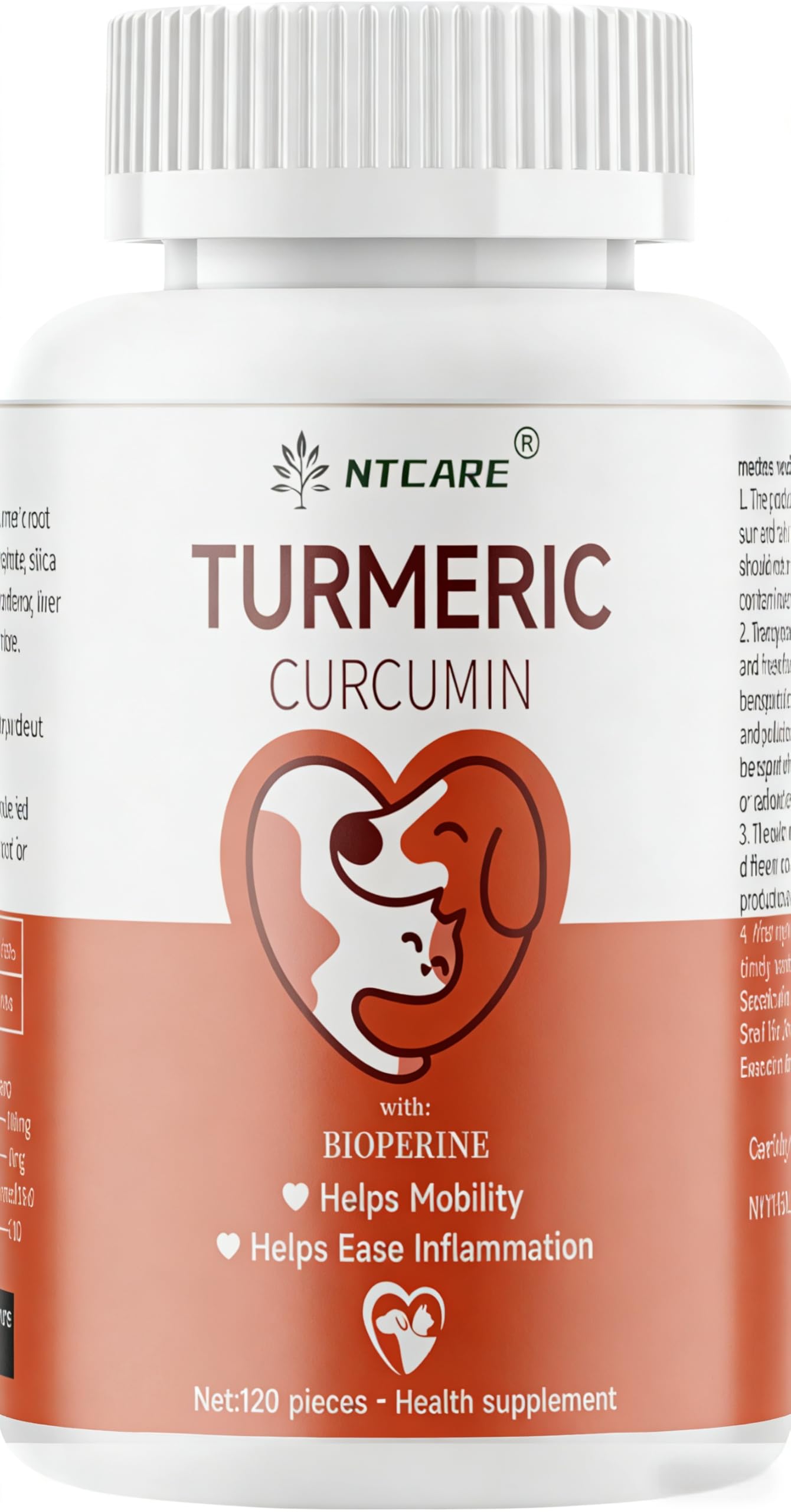 Turmeric for Dogs Anti Inflammatory Pain Relief -Dog Pain Relief-120 Chewable Tablets Hip & Joint Support with Curcumin and BioPerine, Antioxidant,