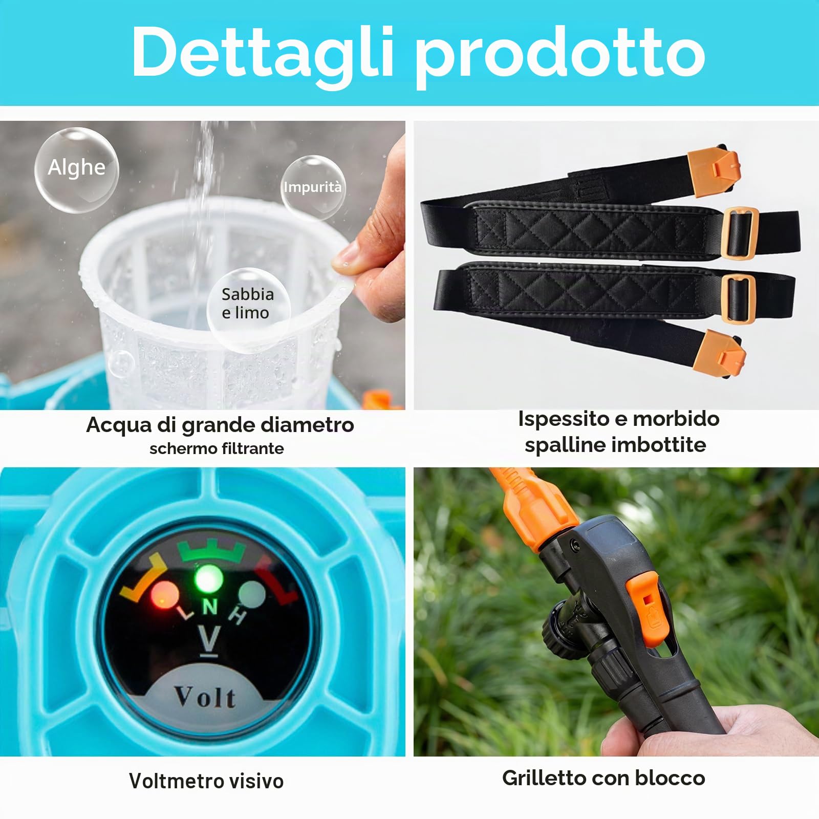 Giardino 16L a Batteria da Spalla 16L, Pompa Irroratrice a Batteria Compatibile con Makita 18V Batterie, Pompa Irroratrice Velocità Regolabile, Ugelli Sostituibili, per Giardino/Prato/Orto