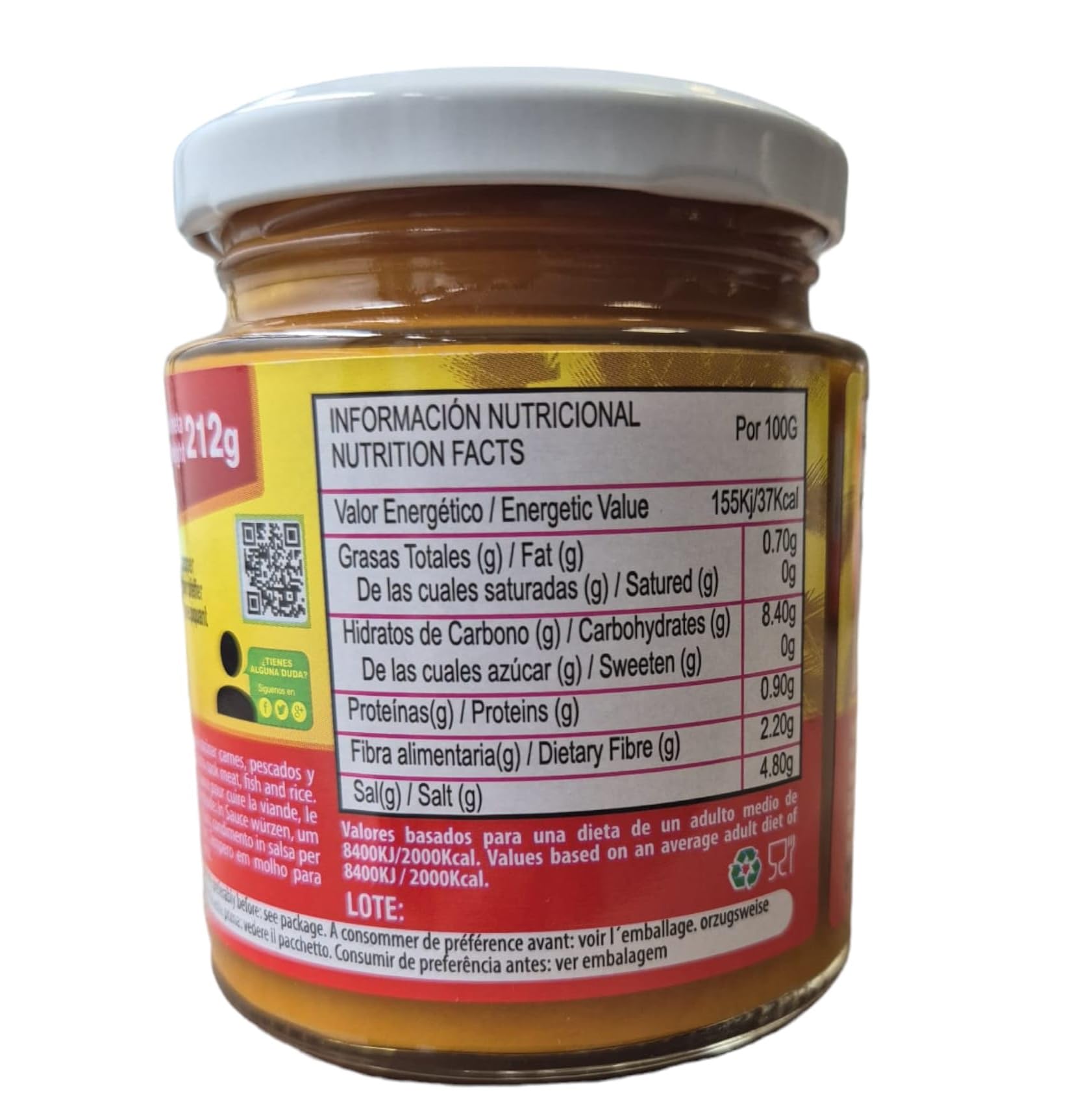 Pasta de Ají Amarillo Peruano Intertropico 212g - Bote de Cristal | Sabor Auténtico y Picante, Ingrediente Gourmet para Platos y Salsas