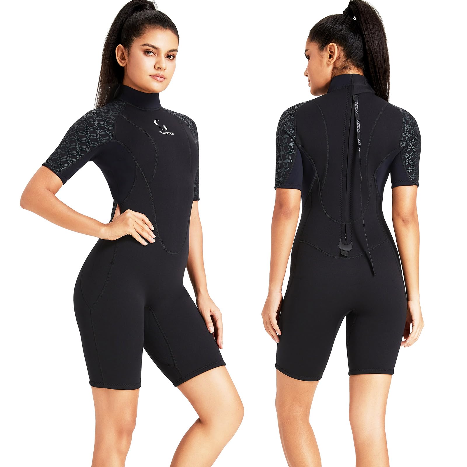 ZCCO 3mm Shorty Wetsuit Women Premium Neoprene Surf Snorkeling XL