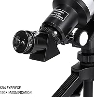 Vista 7 de BARSKA Starwatcher telescopio refractor de 400 x 70 mm con trípode de mesa y funda de transporte