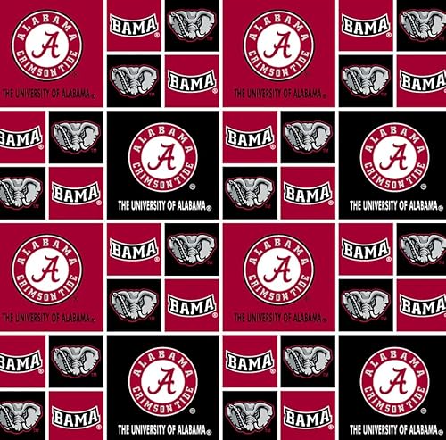 The University of Alabama Crimson Tide Fabric – Officially Licensed The University of Alabama Cotton Quilting Fabric by Sykel Enterprises, Precut Yardage for Sewing & Crafts Geometric Block