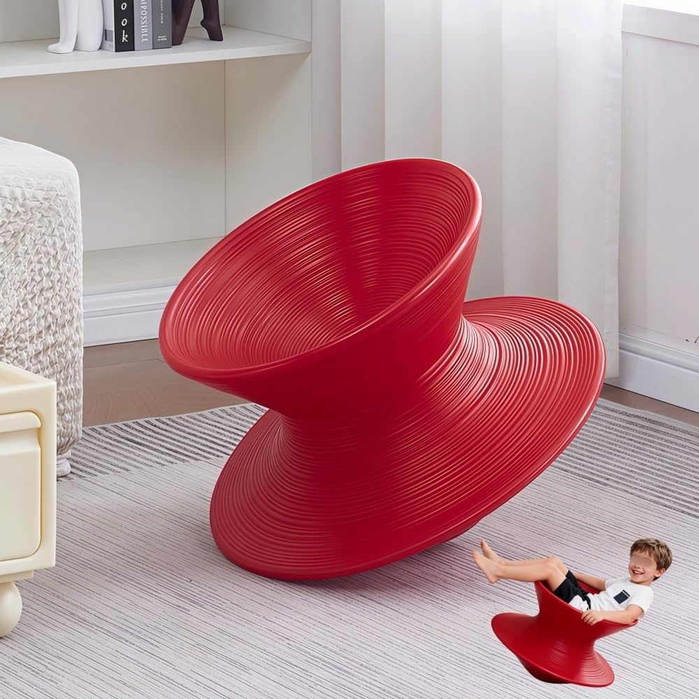 Gyro Swivel Chair, 360° Rotating Gyro Spinning Chair, Sensory Spinning Seat, Indoor Outdoor Sensory Equipment(Red)
