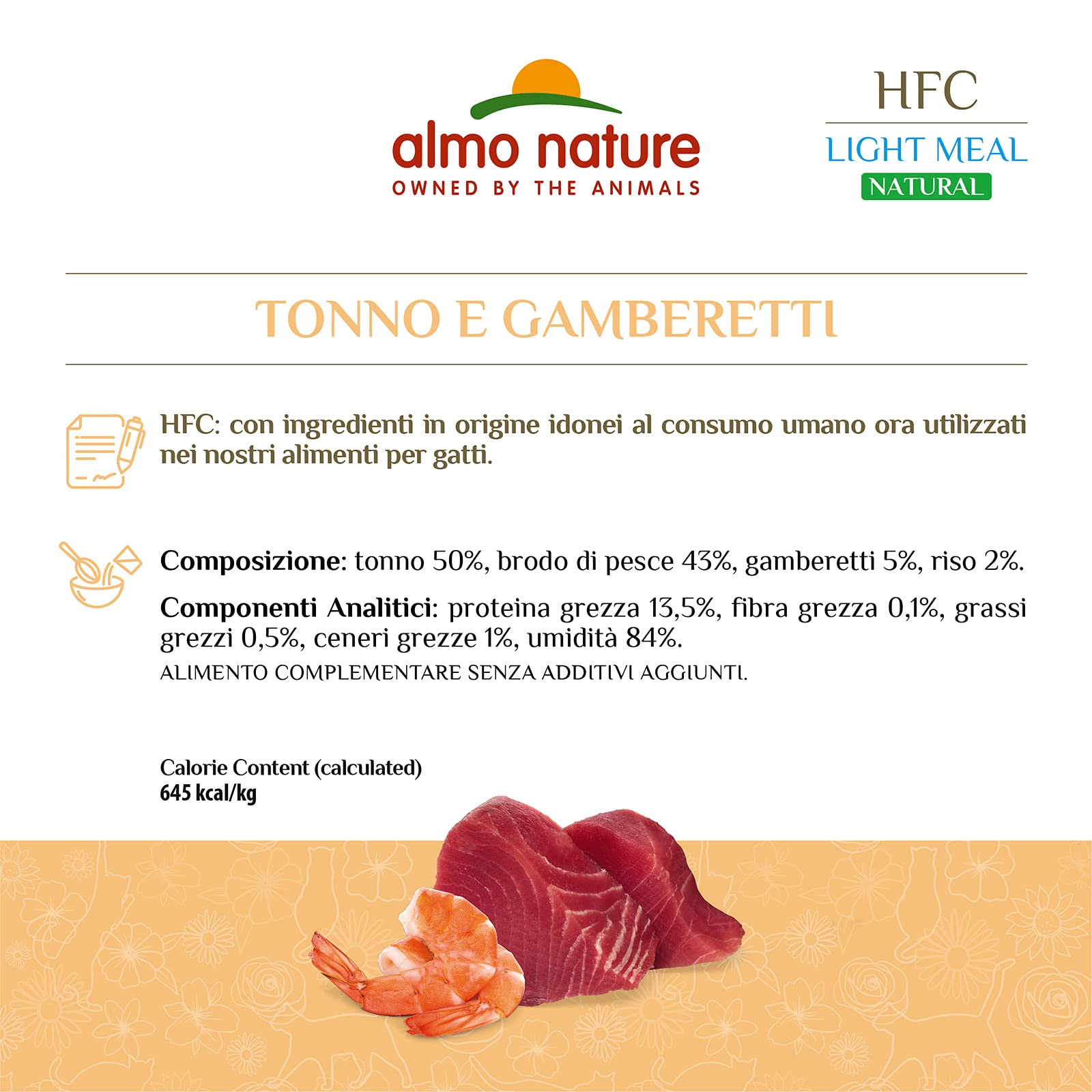 Almo Nature Made in Italy pour Chat – Mega Pack HFC Natural Light Meal avec Thon et crevettes, 4 x 50 g
