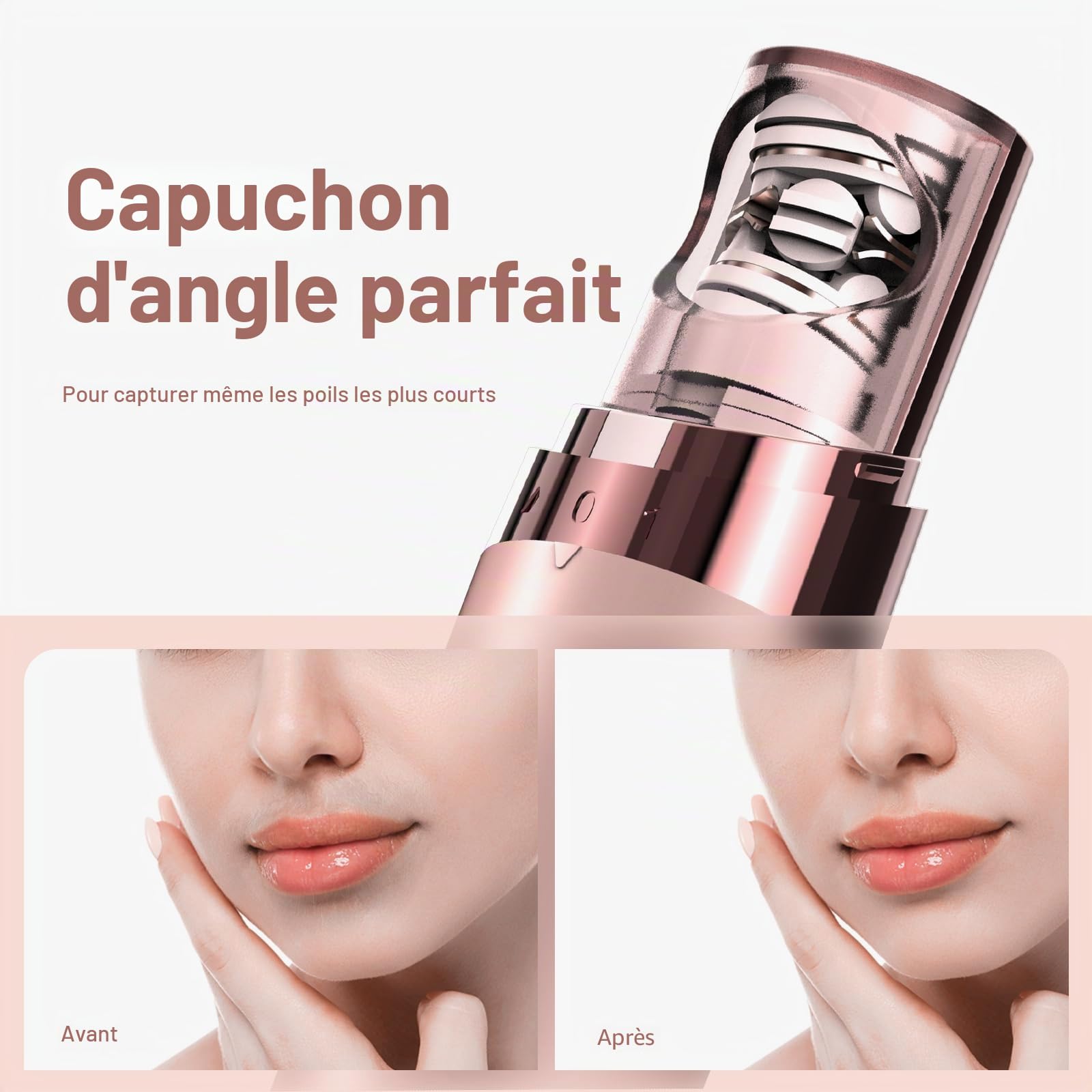 Gurelax Épilateur facial pour femme, alimenté par piles, lumière LED, épilation du visage pour femme, tête plaquée or 18 carats, pour tous les âges