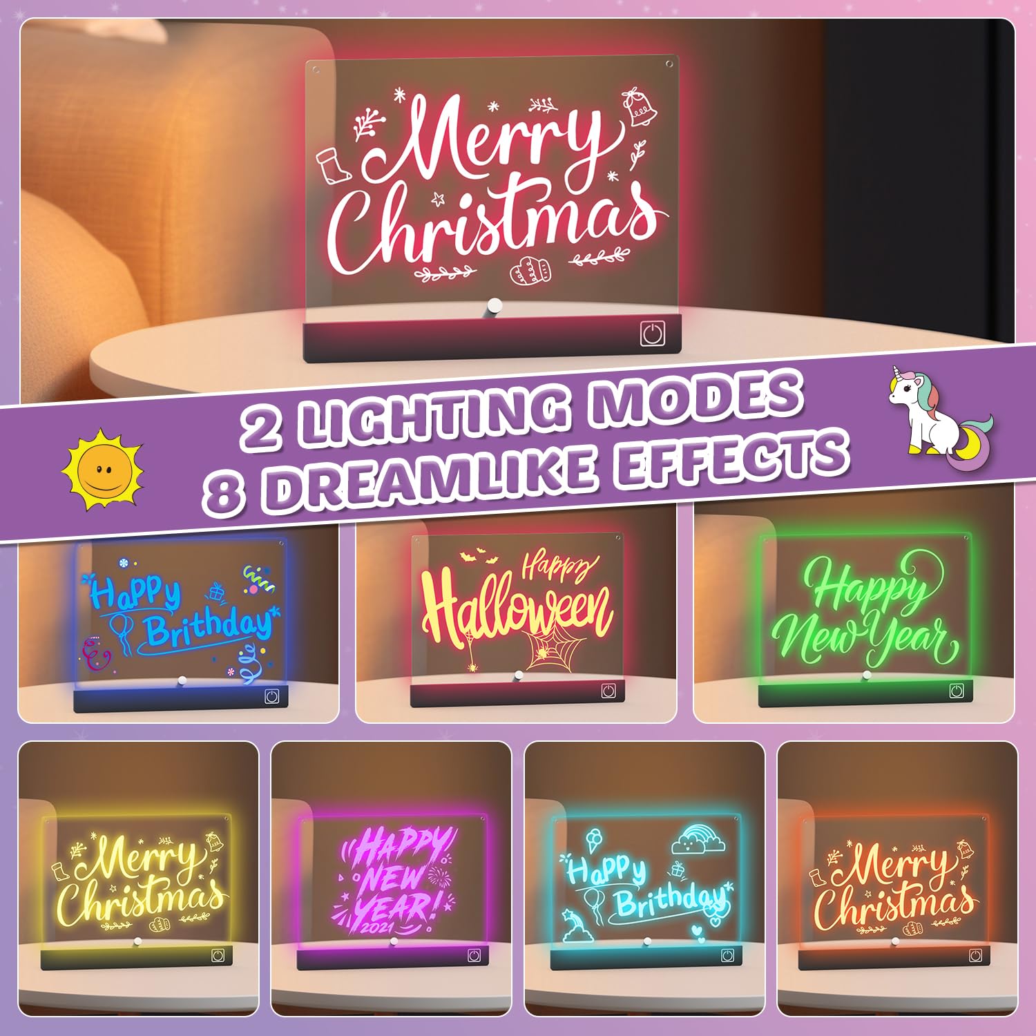 Lumiboards - Tablero de dibujo LED para niños, 7 colores, tablero brillante de garabatos, juguetes para niñas y niños, regalos de cumpleaños de Navidad para niños/nietos, kit de manualidades de 4