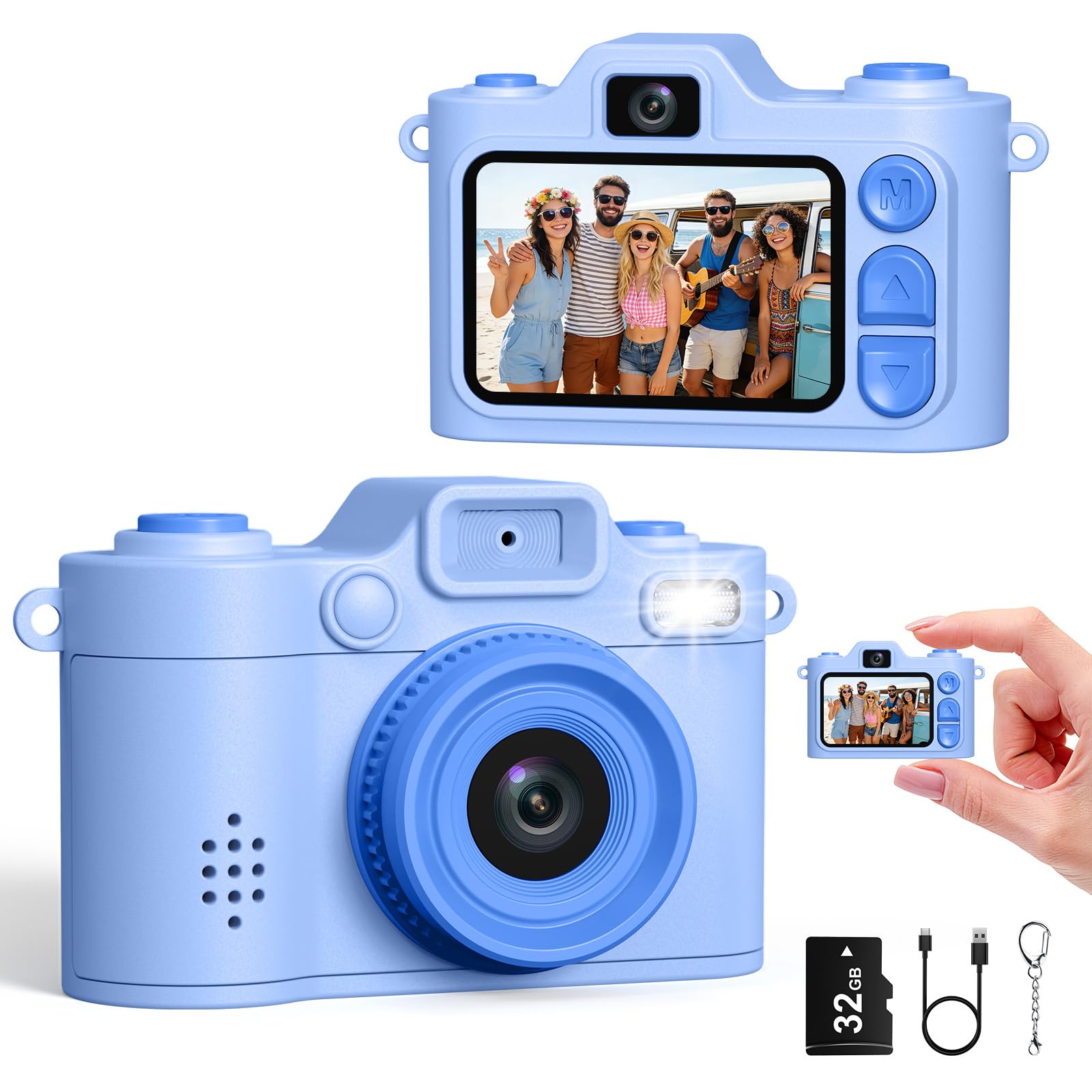 Mini Camara de Fotos, Cámara Digital Retro Pequeña FHD 1080P con Pantalla a Color de 1,38 Pulgadas, Cámara Selfie con Llavero, Flash y Grabación, Mini Cámara Creativa Tipo Pulgar, Regalo Original — view 12