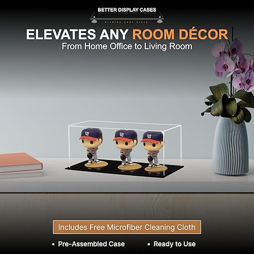 Vista 87 de Better Display Cases Versátil vitrina de acrílico transparente - Caja rectangular grande con base blanca 18" x 12" x 3" (BK09)